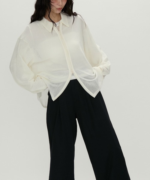 NUJOH(ヌゾ)の「Light Breeze Zip Knit / ライトブリーズ ジップニット(シャツ/ブラウス・レディース・ブラック/グレー/アイボリー・FREE)」の16枚目の写真