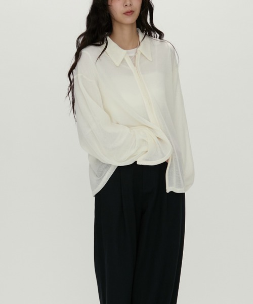 NUJOH(ヌゾ)の「Light Breeze Zip Knit / ライトブリーズ ジップニット(シャツ/ブラウス・レディース・ブラック/グレー/アイボリー・FREE)」の17枚目の写真