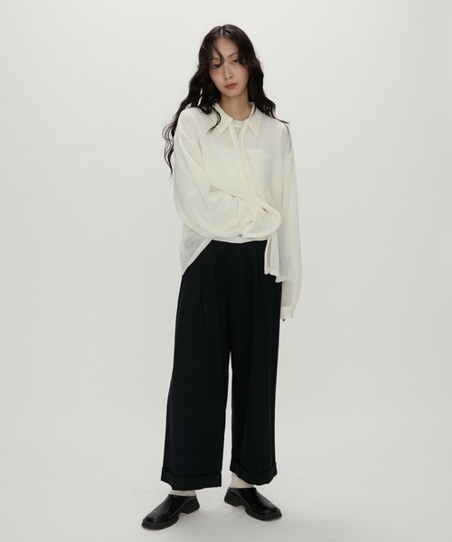 NUJOH(ヌゾ)の「Light Breeze Zip Knit / ライトブリーズ ジップニット(シャツ/ブラウス・レディース・ブラック/グレー/アイボリー・FREE)」の18枚目の写真
