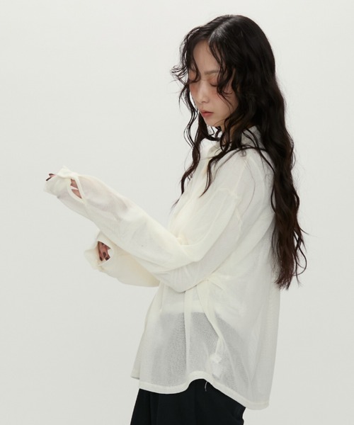 NUJOH(ヌゾ)の「Light Breeze Zip Knit / ライトブリーズ ジップニット(シャツ/ブラウス・レディース・ブラック/グレー/アイボリー・FREE)」の20枚目の写真