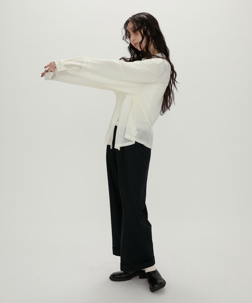 NUJOH(ヌゾ)の「Light Breeze Zip Knit / ライトブリーズ ジップニット(シャツ/ブラウス・レディース・ブラック/グレー/アイボリー・FREE)」の21枚目の写真