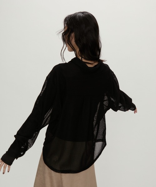 NUJOH(ヌゾ)の「Light Breeze Zip Knit / ライトブリーズ ジップニット(シャツ/ブラウス・レディース・ブラック/グレー/アイボリー・FREE)」の4枚目の写真