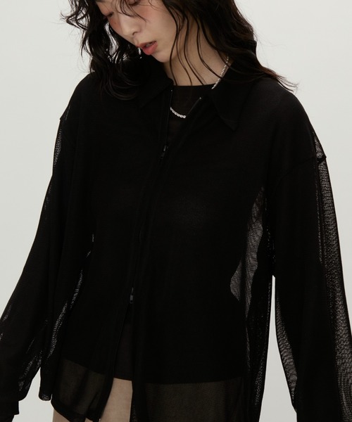 NUJOH(ヌゾ)の「Light Breeze Zip Knit / ライトブリーズ ジップニット(シャツ/ブラウス・レディース・ブラック/グレー/アイボリー・FREE)」の7枚目の写真