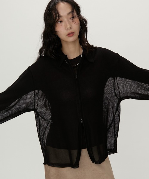 NUJOH(ヌゾ)の「Light Breeze Zip Knit / ライトブリーズ ジップニット(シャツ/ブラウス・レディース・ブラック/グレー/アイボリー・FREE)」の8枚目の写真