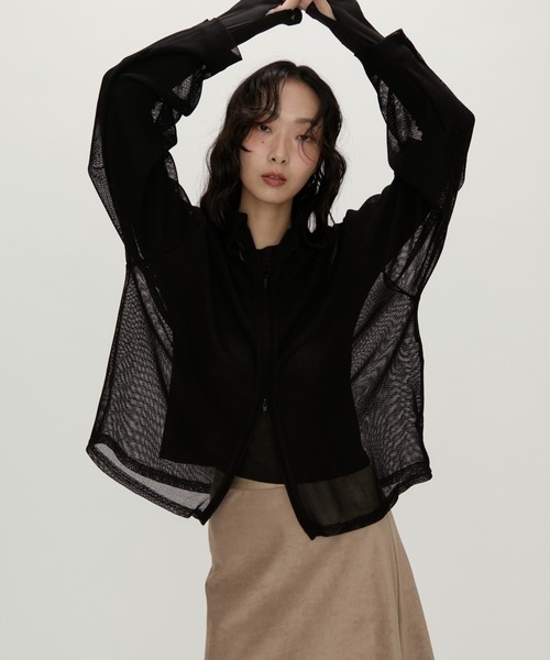 NUJOH(ヌゾ)の「Light Breeze Zip Knit / ライトブリーズ ジップニット(シャツ/ブラウス・レディース・ブラック/グレー/アイボリー・FREE)」の9枚目の写真