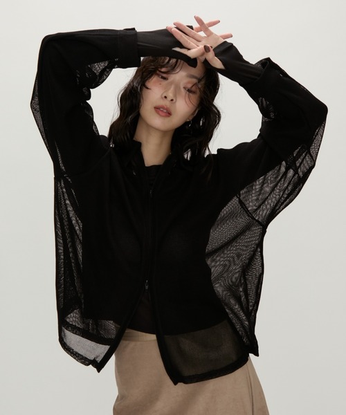 NUJOH(ヌゾ)の「Light Breeze Zip Knit / ライトブリーズ ジップニット(シャツ/ブラウス・レディース・ブラック/グレー/アイボリー・FREE)」の10枚目の写真