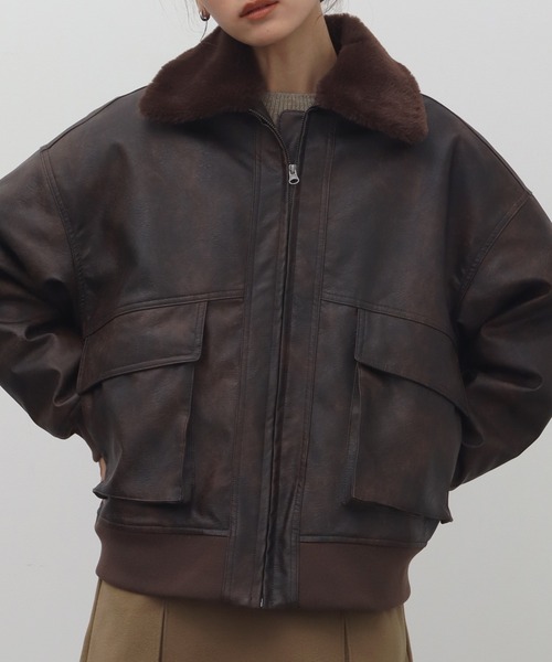 vvvです　　　レザー ジャケット ファー襟 ダークブラウン レザー ジャケット ブラウンファー襟 FREAK'S STORE（フリークスストア