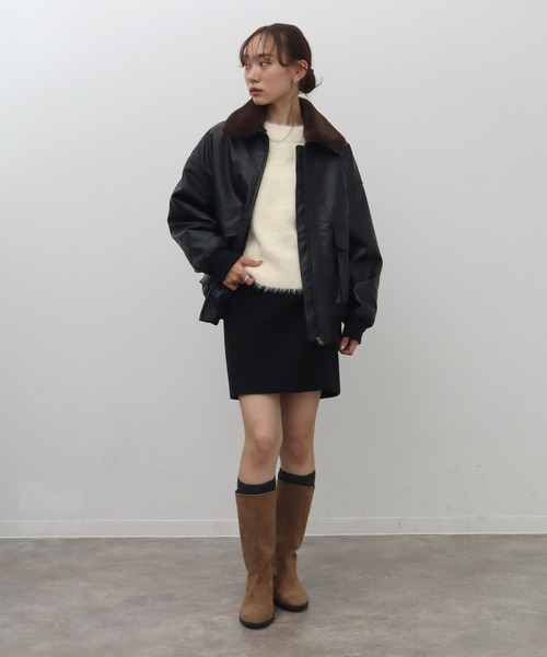 NOGLE(ノグル)の「【NOGLE/ノグル】2WAY襟ファーフェイクレザーブルゾン(ミリタリージャケット・レディース・ブラウン/ダークブラウン/ブラック・FREE)」の21枚目の写真