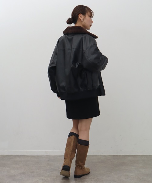 NOGLE(ノグル)の「【NOGLE/ノグル】2WAY襟ファーフェイクレザーブルゾン(ミリタリージャケット・レディース・ブラウン/ダークブラウン/ブラック・FREE)」の22枚目の写真