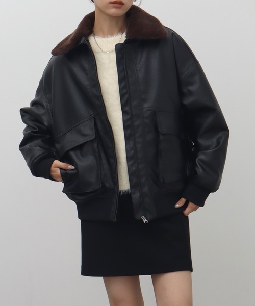 NOGLE(ノグル)の「【NOGLE/ノグル】2WAY襟ファーフェイクレザーブルゾン(ミリタリージャケット・レディース・ブラウン/ダークブラウン/ブラック・FREE)」の19枚目の写真