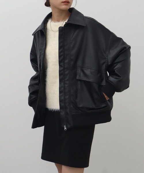 NOGLE(ノグル)の「【NOGLE/ノグル】2WAY襟ファーフェイクレザーブルゾン(ミリタリージャケット・レディース・ブラウン/ダークブラウン/ブラック・FREE)」の17枚目の写真