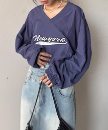 【ISOOK / アイスー】オーバーサイズゲームシャツ / ユニフォームTシャツ ピステ ルーズ丈 長袖 ブロークコア ビッグシルエット フットボールTシャツ ジャージ ユニセックス ネイビー ホワイト 紺 白 ZOZOTOWN限定