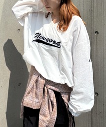 ISOOK | 【ISOOK / アイスー】オーバーサイズゲームシャツ / ユニフォームTシャツ ピステ ルーズ丈 長袖 ブロークコア ビッグシルエット フットボールTシャツ ジャージ ユニセックス ネイビー ホワイト 紺 白 ZOZOTOWN限定(その他トップス)