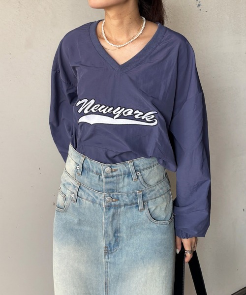 ISOOK（アイスー）の「【ISOOK / アイスー】オーバーサイズゲームシャツ / ユニフォームTシャツ ピステ ルーズ丈 長袖 ブロークコア ビッグシルエット フットボールTシャツ ジャージ ユニセックス ネイビー ホワイト 紺 白 ZOZOTOWN限定（その他トップス・レディース・ネイビー/ホワイト・FREE）」の16枚目の写真