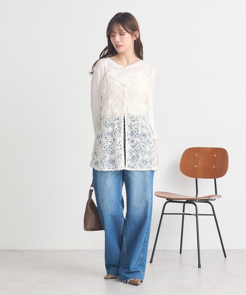 earth music&ecology（アースミュージックアンドエコロジー）の「モールレースキャミチュニック（チュニック・レディース・アイボリー/ブラック・FREE）」の16枚目の写真