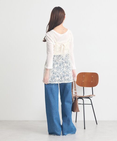 earth music&ecology（アースミュージックアンドエコロジー）の「モールレースキャミチュニック（チュニック・レディース・アイボリー/ブラック・FREE）」の18枚目の写真