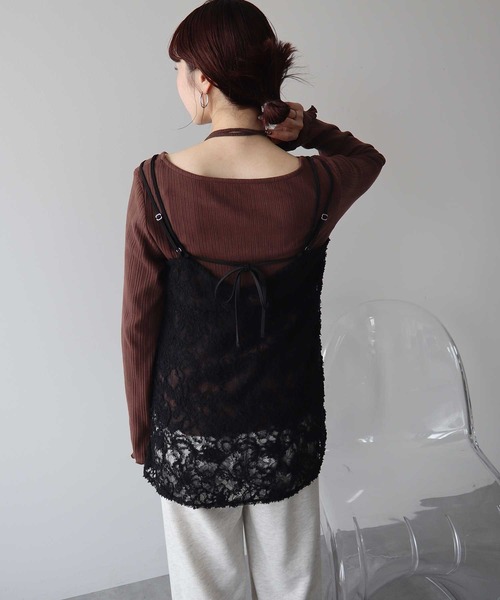 earth music&ecology（アースミュージックアンドエコロジー）の「モールレースキャミチュニック（チュニック・レディース・アイボリー/ブラック・FREE）」の12枚目の写真