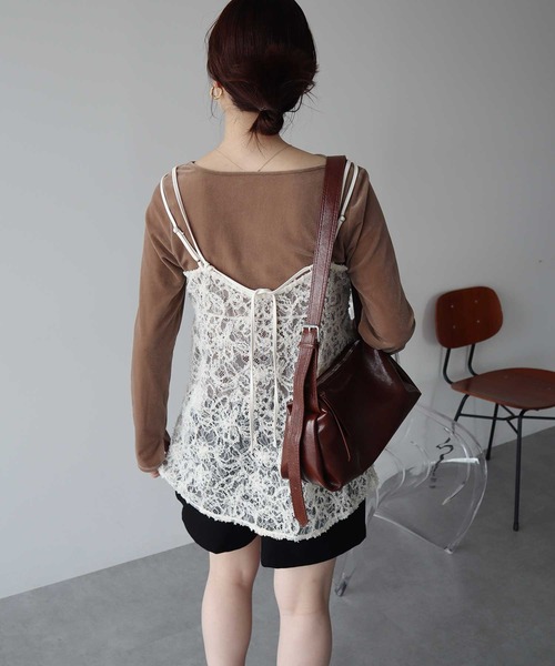 earth music&ecology（アースミュージックアンドエコロジー）の「モールレースキャミチュニック（チュニック・レディース・アイボリー/ブラック・FREE）」の8枚目の写真