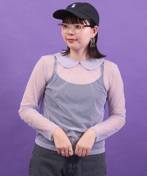 I am I in fact...(アイアムアイインファクト)の「_Tulle inner マ ルエリpullover(Tシャツ/カットソー・レディース・ブラック/ホワイト/ピンク/パープル・FREE)」の3枚目の写真