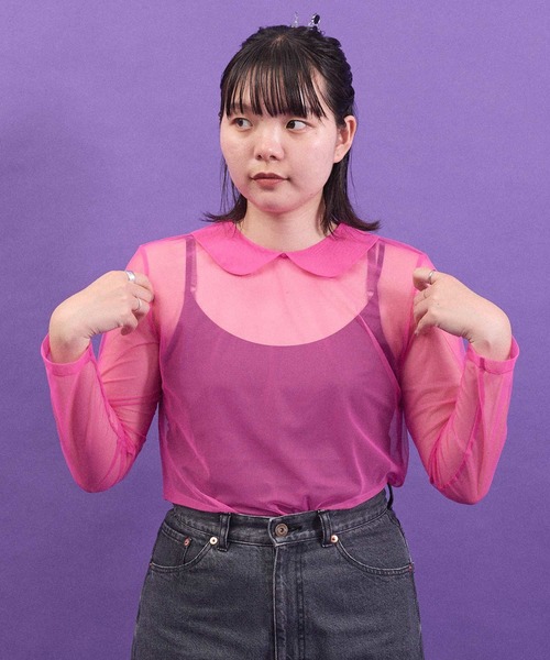 I am I in fact...(アイアムアイインファクト)の「_Tulle inner マ ルエリpullover(Tシャツ/カットソー・レディース・ブラック/ホワイト/ピンク/パープル・FREE)」の4枚目の写真