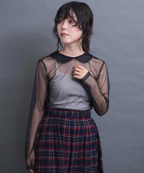 I am I in fact...(アイアムアイインファクト)の「_Tulle inner マ ルエリpullover(Tシャツ/カットソー・レディース・ブラック/ホワイト/ピンク/パープル・FREE)」の1枚目の写真