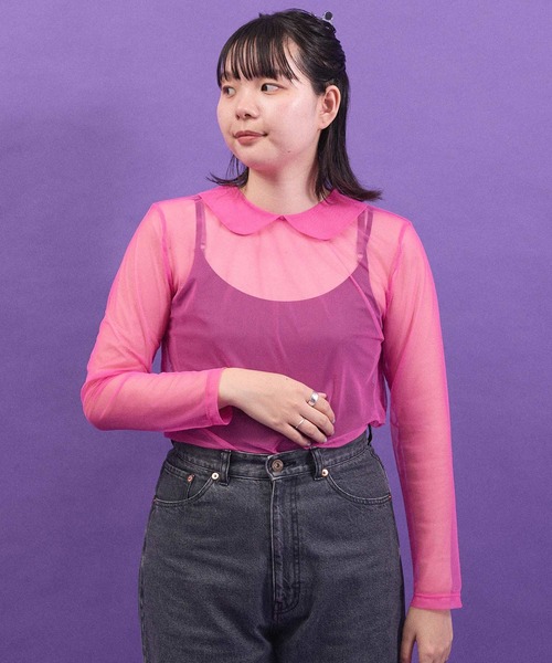 I am I in fact...(アイアムアイインファクト)の「_Tulle inner マ ルエリpullover(Tシャツ/カットソー・レディース・ブラック/ホワイト/ピンク/パープル・FREE)」の7枚目の写真