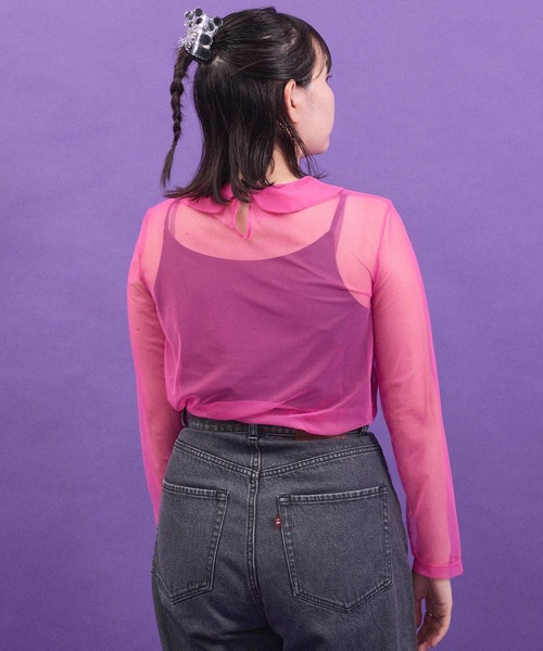 I am I in fact...(アイアムアイインファクト)の「_Tulle inner マ ルエリpullover(Tシャツ/カットソー・レディース・ブラック/ホワイト/ピンク/パープル・FREE)」の9枚目の写真