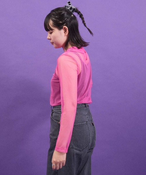 I am I in fact...(アイアムアイインファクト)の「_Tulle inner マ ルエリpullover(Tシャツ/カットソー・レディース・ブラック/ホワイト/ピンク/パープル・FREE)」の11枚目の写真