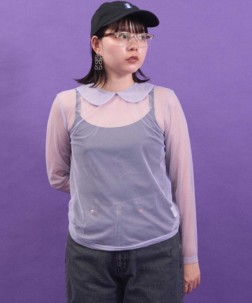 I am I in fact...(アイアムアイインファクト)の「_Tulle inner マ ルエリpullover(Tシャツ/カットソー・レディース・ブラック/ホワイト/ピンク/パープル・FREE)」の21枚目の写真