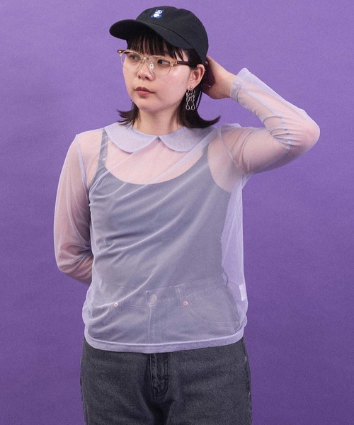 I am I in fact...(アイアムアイインファクト)の「_Tulle inner マ ルエリpullover(Tシャツ/カットソー・レディース・ブラック/ホワイト/ピンク/パープル・FREE)」の22枚目の写真