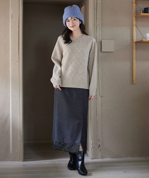 Tiaclasse(ティアクラッセ)の「メランジヘリンボーンツイードスカート(スカート・レディース・チャコールグレー/ライトグレー・M/L)」の9枚目の写真