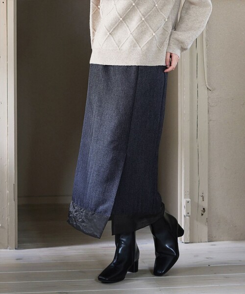 Tiaclasse(ティアクラッセ)の「メランジヘリンボーンツイードスカート(スカート・レディース・チャコールグレー/ライトグレー・M/L)」の10枚目の写真