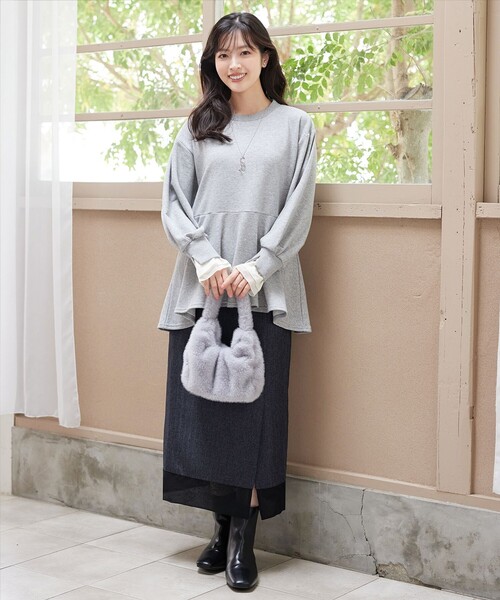 Tiaclasse(ティアクラッセ)の「メランジヘリンボーンツイードスカート(スカート・レディース・チャコールグレー/ライトグレー・M/L)」の14枚目の写真