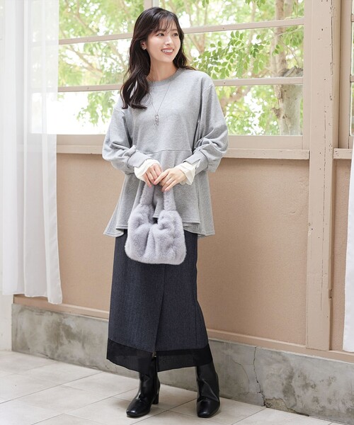 Tiaclasse(ティアクラッセ)の「メランジヘリンボーンツイードスカート(スカート・レディース・チャコールグレー/ライトグレー・M/L)」の16枚目の写真