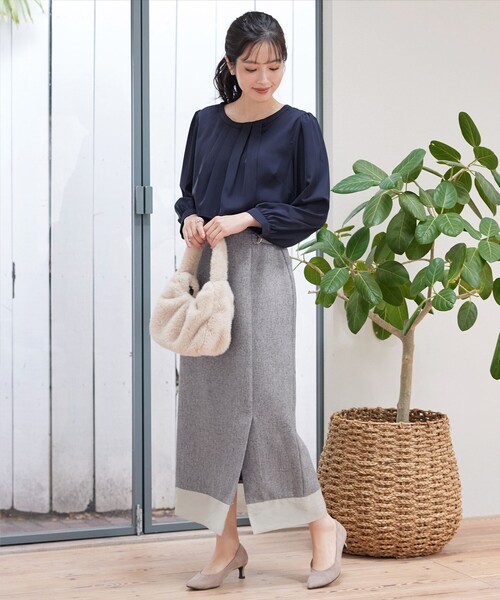 Tiaclasse(ティアクラッセ)の「メランジヘリンボーンツイードスカート(スカート・レディース・チャコールグレー/ライトグレー・M/L)」の17枚目の写真