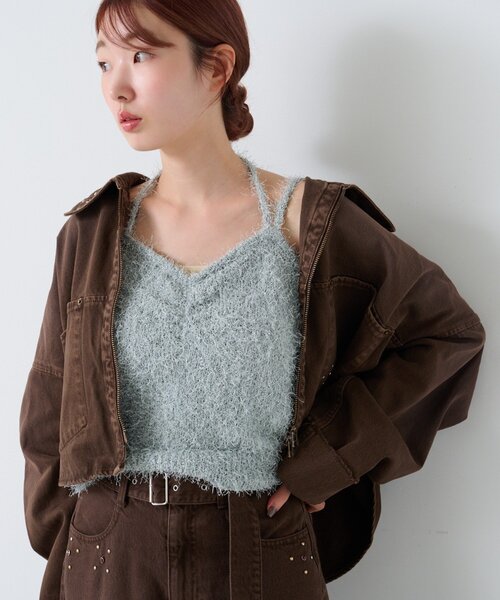 Kastane（カスタネ）の「*【セットアップ対応】ビジューデニムジャケット（デニムジャケット・レディース・ブラウン・FREE）」の3枚目の写真