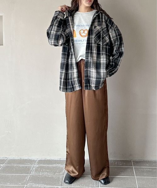 PILIT(ピリット)の「フードチェックネルシャツ(シャツ/ブラウス・レディース・ブラウン/ブルー/ブラック・MEDIUM)」の19枚目の写真
