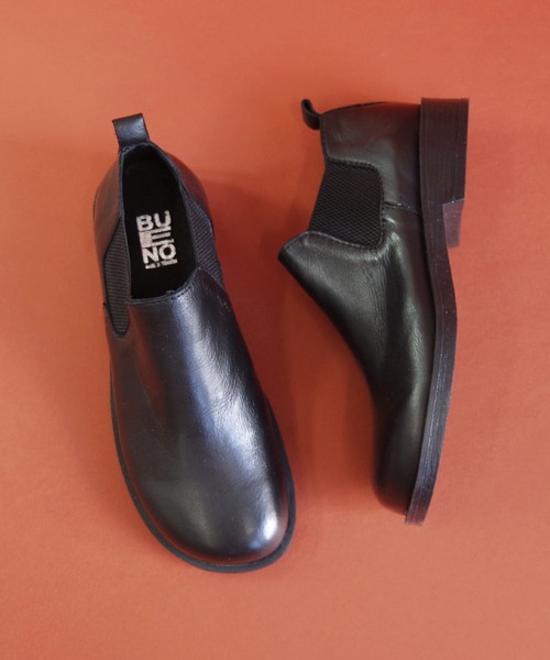 BUENO （ブエノ） /本革オブリークトゥ サイドゴアショートブーツ 【F2002】