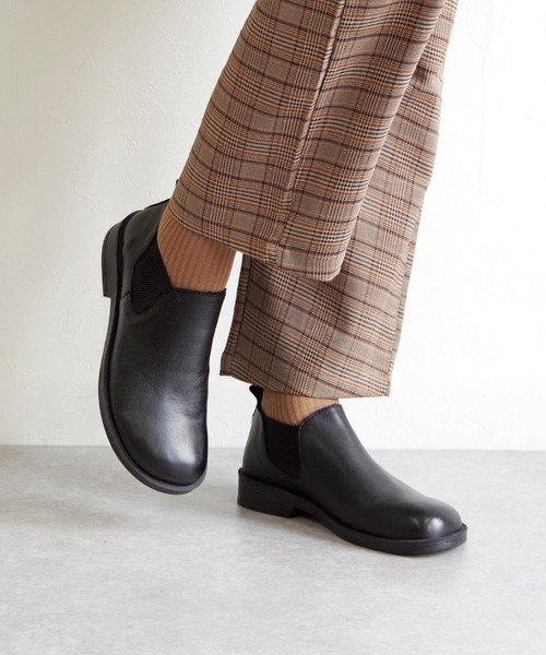 BUENO （ブエノ） /本革オブリークトゥ サイドゴアショートブーツ 【F2002】