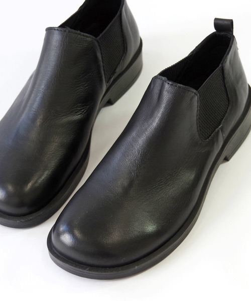 BUENO （ブエノ） /本革オブリークトゥ サイドゴアショートブーツ 【F2002】