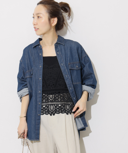 JOURNAL STANDARD relume（ジャーナルスタンダード　レリューム）の「《追加3》9oz デニムワークシャツ（シャツ/ブラウス・レディース・ブルー/ネイビー・FREE）」の5枚目の写真