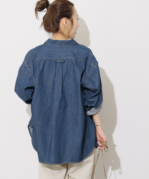 JOURNAL STANDARD relume（ジャーナルスタンダード　レリューム）の「《追加3》9oz デニムワークシャツ（シャツ/ブラウス・レディース・ブルー/ネイビー・FREE）」の8枚目の写真