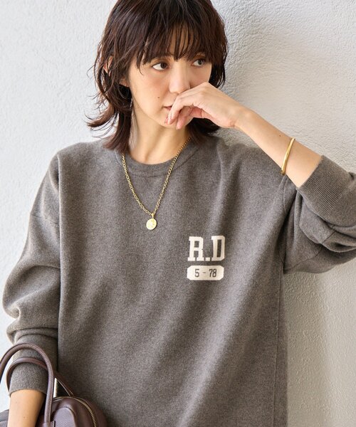 RIVE DROITE（リヴドロワ）の「【バックロゴが目を惹く】アスレチックロゴニット（ニット/セーター・レディース・チャコールグレー/ホワイト系その他/グレー系その他・FREE）」の3枚目の写真