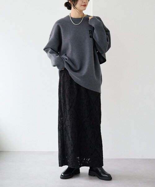 セール】【バックロゴが目を惹く】アスレチックロゴニット（ニット