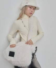 fur shoulder big bag（with Heart Miller charm） / ハートミラーキーホルダー付き　ファーショルダーバッグ