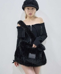 fur shoulder big bag（with Heart Miller charm） / ハートミラーキーホルダー付き　ファーショルダーバッグ