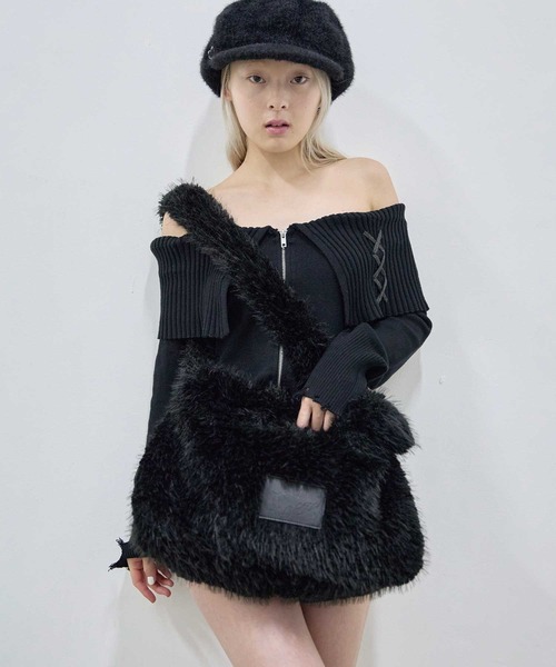 セール】fur shoulder big bag（with Heart Miller charm） / ハート