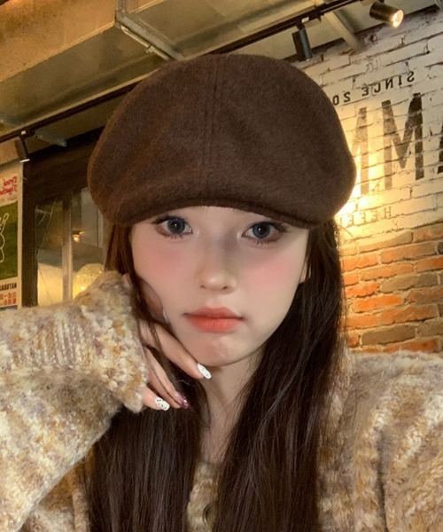 Ritzy(リッツィー)の「フェイクウール ハンチング帽(ハンチング/ベレー帽・レディース・モカ/ブラック・FREE)」の1枚目の写真
