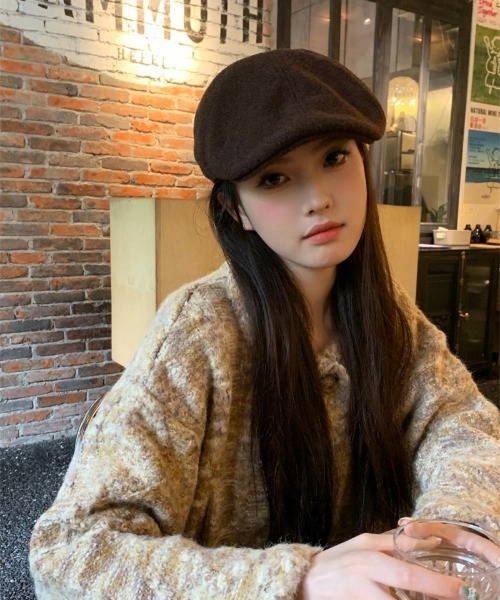 Ritzy(リッツィー)の「フェイクウール ハンチング帽(ハンチング/ベレー帽・レディース・モカ/ブラック・FREE)」の4枚目の写真