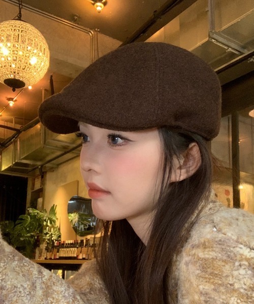 Ritzy(リッツィー)の「フェイクウール ハンチング帽(ハンチング/ベレー帽・レディース・モカ/ブラック・FREE)」の5枚目の写真